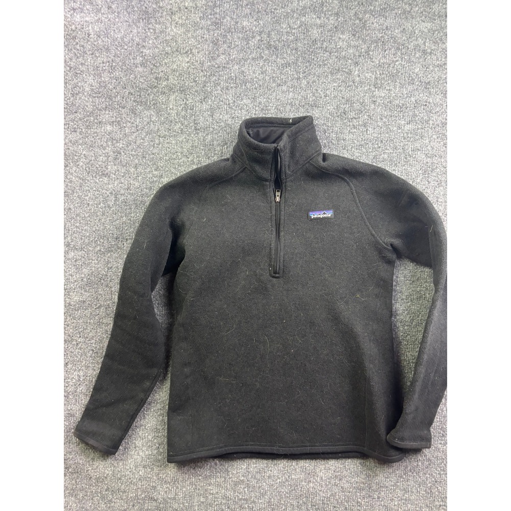 Patagonia Better Sweater 1/4 Zip Pullover Women Small‎ Black Fleece Jacket